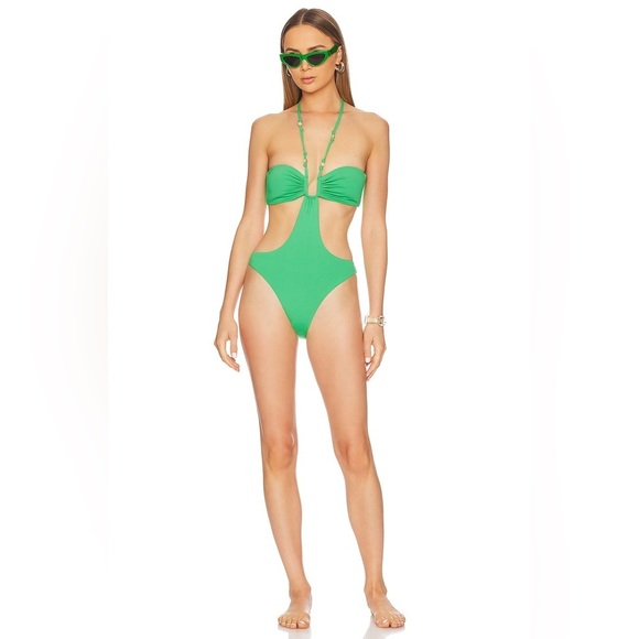 NEW w/TAGS L*SPACE Marina One-Piece in Garden Green Size Small - Picture 4 of 8